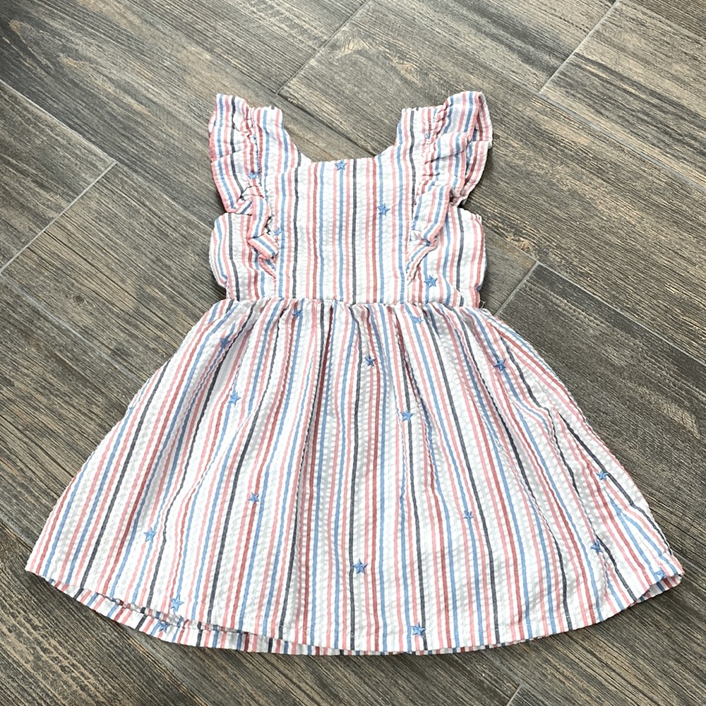 Girls Cat and Jack “Linen” red, white, and blue dress